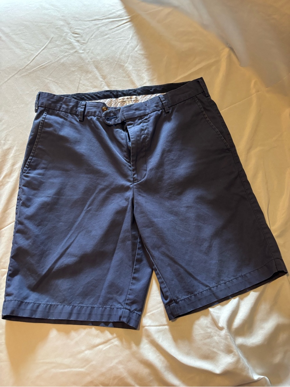 Peter Millar Navy Flat Front Cotton Shorts